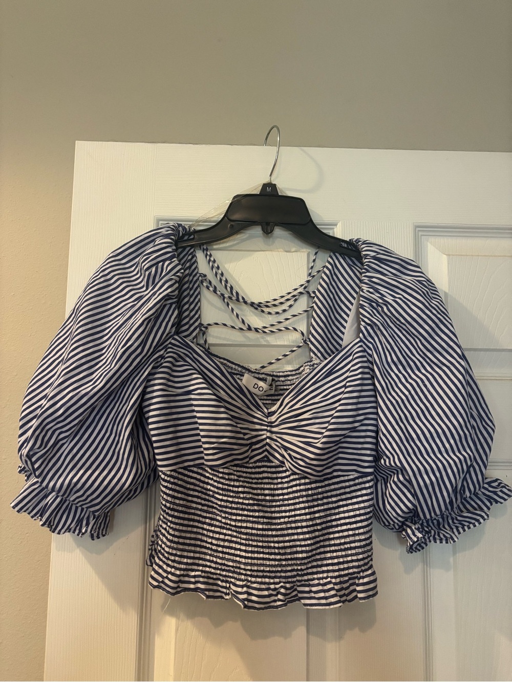 Striped mock cropped blouse
